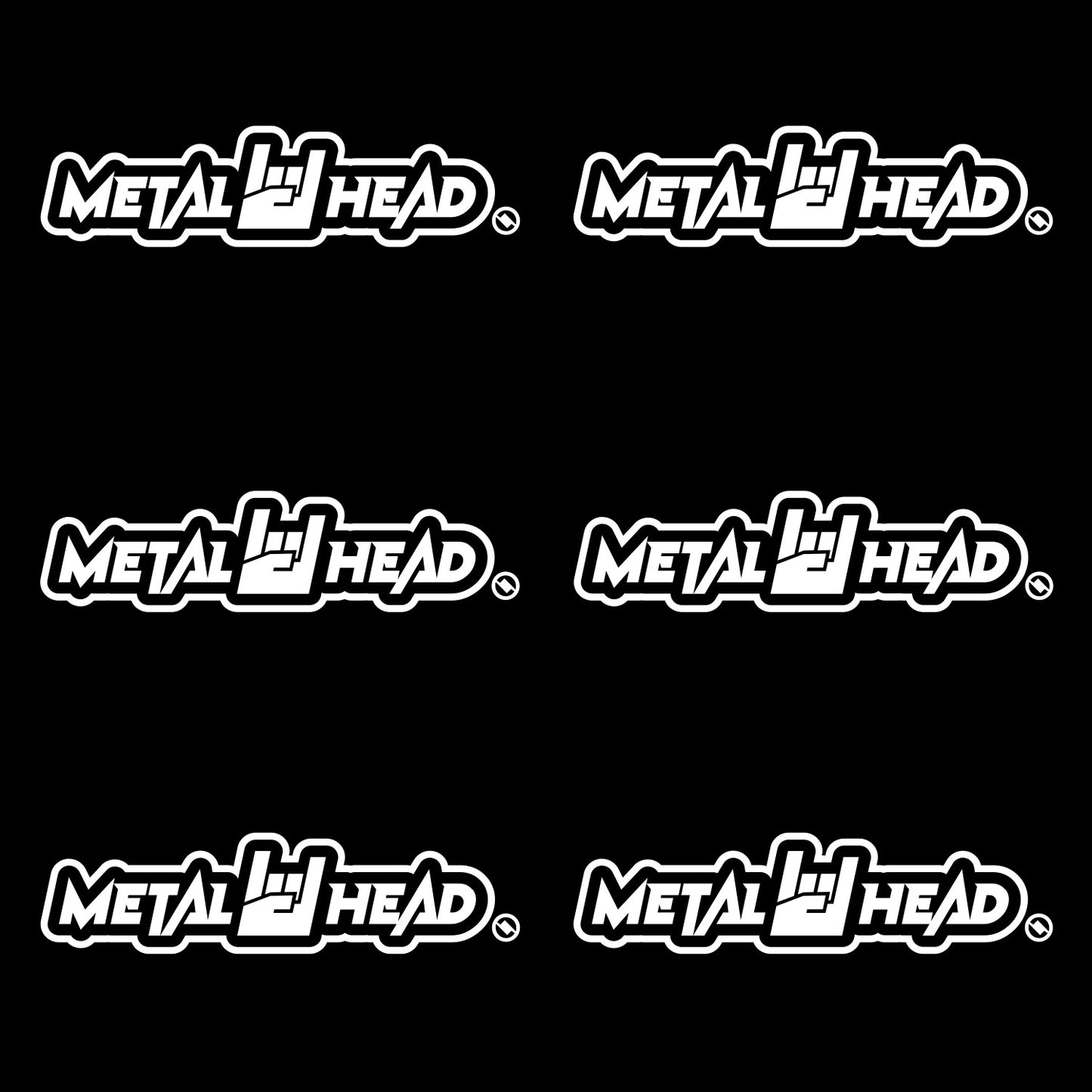 White 6 inch, Metalhead Horns Hand, vinyl decal 6 pack bundle.