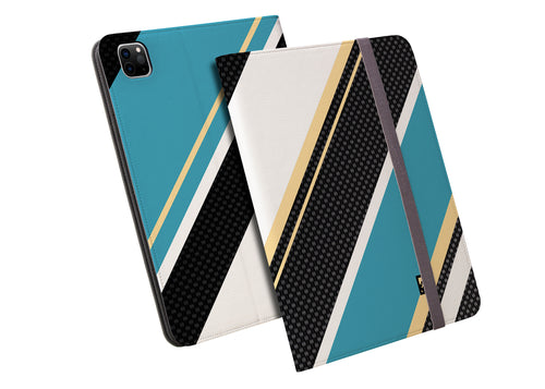 Carbon Diagonal Stripes Folio Wallet for iPad Pro 12.9 (4, 5 and 6 Gen) | ELD