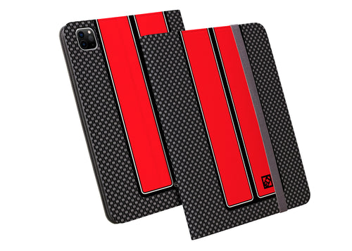 Carbon SS Red Stripes Folio Wallet for iPad Pro 12.9 (4, 5 and 6 Gen) | ELD