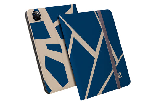 Fractured Blue and Tan Folio Wallet for iPad Pro 12.9 (4, 5 and 6 Gen) | ELD