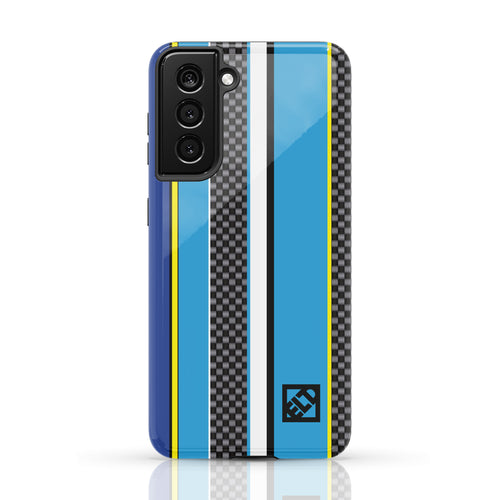 Carbon Stripes Blue Galaxy S21 Series Phone Cases | ELD