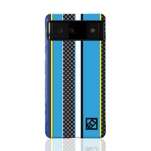 Carbon & Blue Stripes Pixel 6 Series Phone Cases | ELD