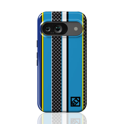 Carbon & Blue Stripes Pixel 9 Phone Cases | ELD