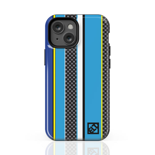 Carbon & Blue Stripes iPhone 13 Series Phone Cases | ELD