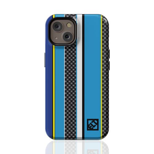 Carbon Stripes Blue iPhone 14 Series Phone Cases | ELD