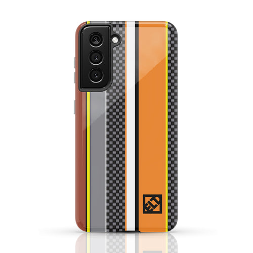 Carbon Stripes Orange Galaxy S21 Series Phone Cases | ELD