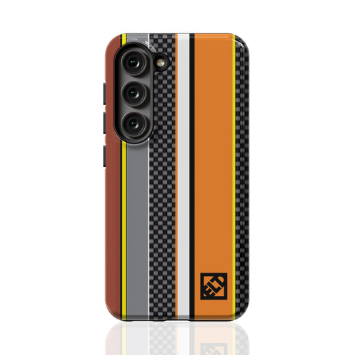 Carbon & Orange Stripes Galaxy S23 Series Phone Cases | ELD