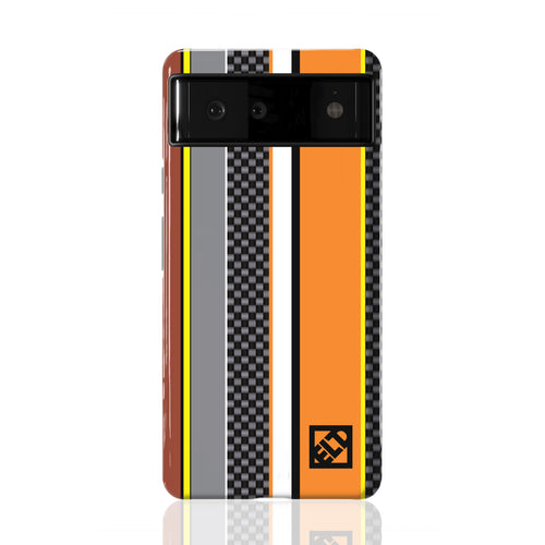 Carbon & Orange Stripes Pixel 6 Series Phone Cases | ELD