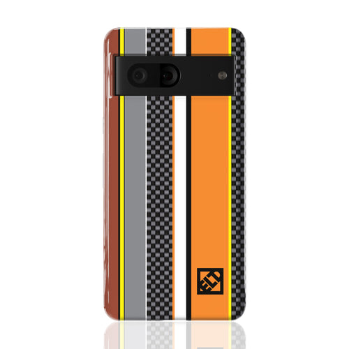 Carbon Stripes Orange Pixel 7 Phone Cases | ELD