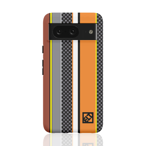 Carbon & Orange Stripes Pixel 8 Phone Cases | ELD