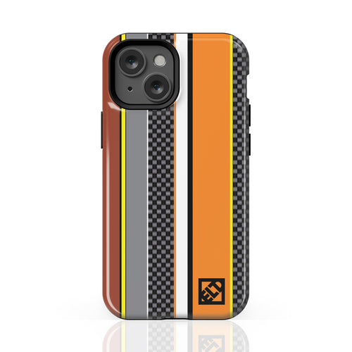 Carbon & Orange Stripes iPhone 13 Series Phone Cases | ELD