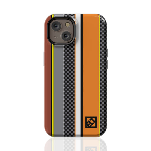 Carbon Stripes Orange iPhone 14 Series Phone Cases | ELD