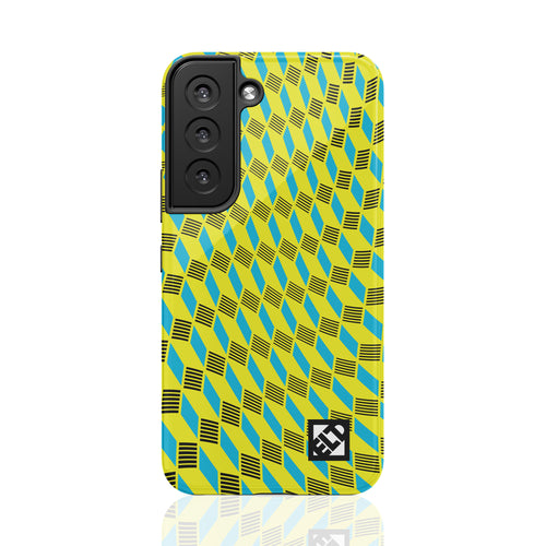 Geo Trip Yellow & Blue Galaxy S22 Series Phone Cases | ELD