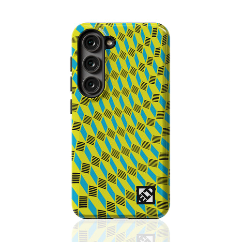 Geo Trip Yellow & Blue Galaxy S23 Series Phone Cases | ELD