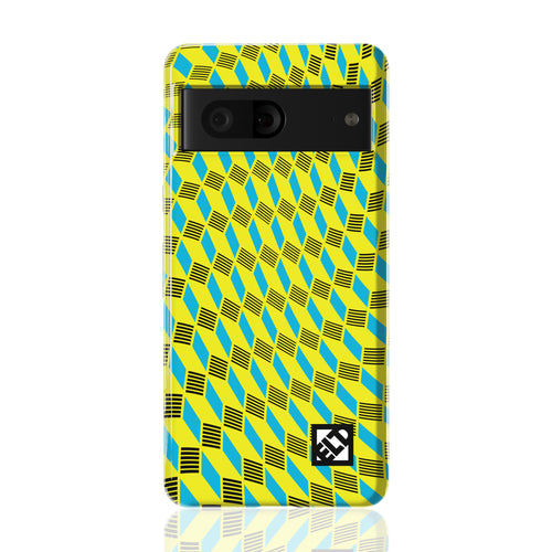 Geo Trip Yellow & Blue Pixel 7 Phone Cases | ELD