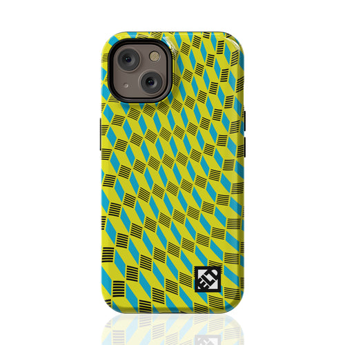 Geo Trip Yellow & Blue iPhone 14 Series Phone Cases | ELD