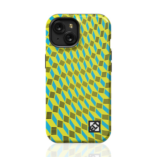 Geo Trip Yellow & Blue iPhone 15 Series Phone Cases | ELD