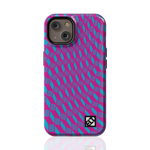 Geo Trip Magenta & Blue iPhone 14 Series Phone Cases | ELD