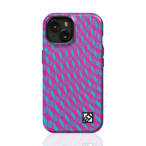 Geo Trip Magenta & Blue iPhone 15 Series Phone Cases | ELD