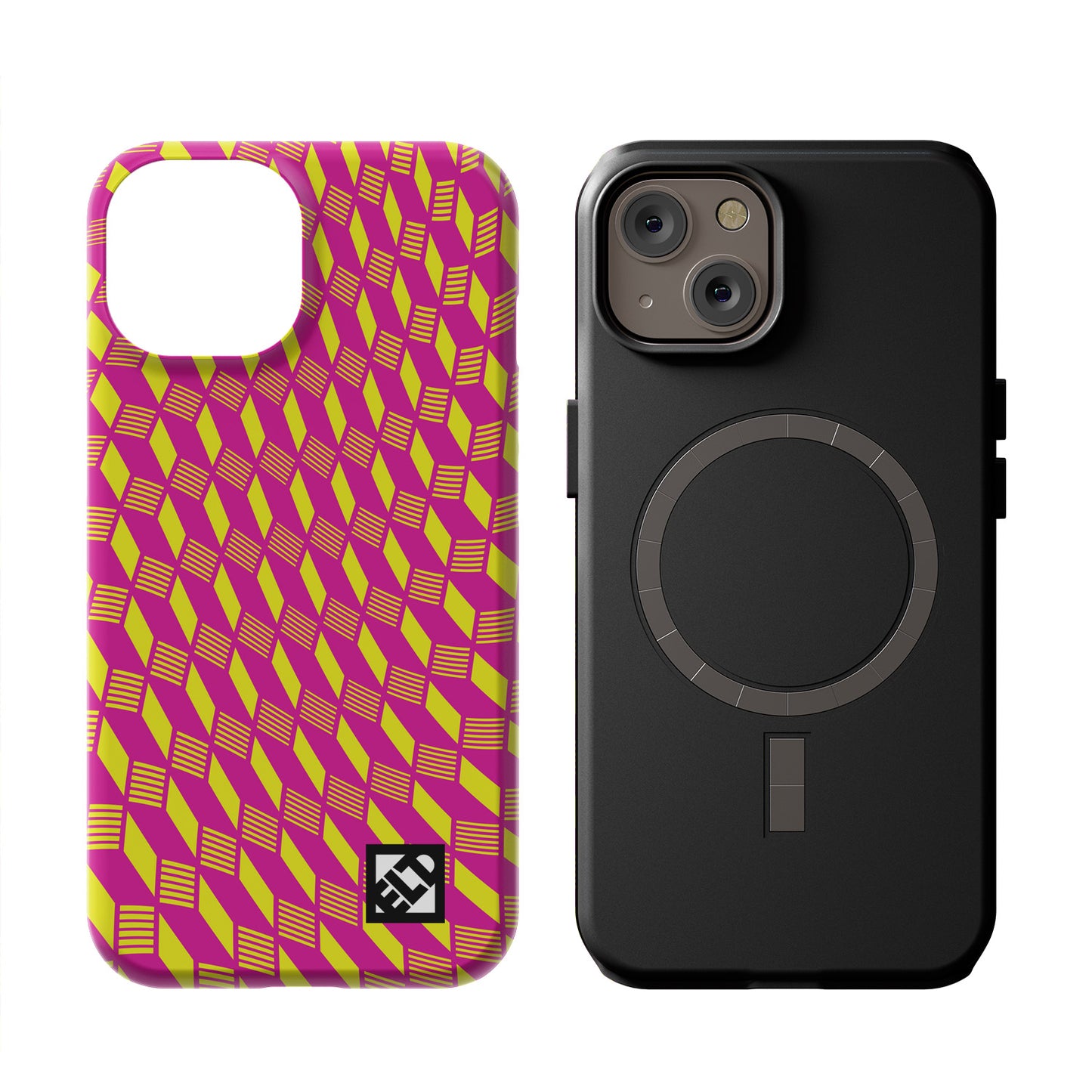 Geo Trip Magenta & Yellow iPhone 14 Series Phone Cases | ELD