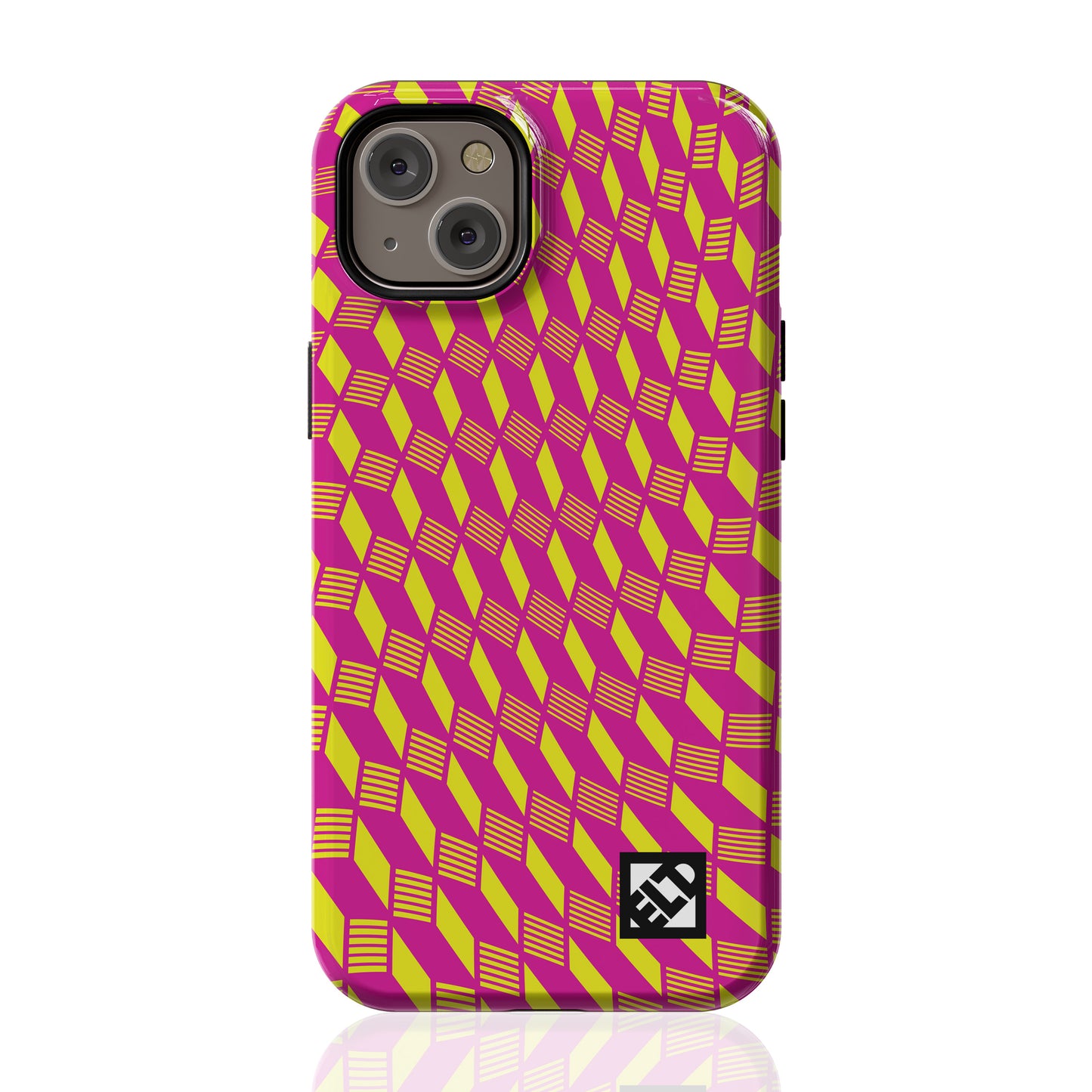 Geo Trip Magenta & Yellow iPhone 14 Series Phone Cases | ELD