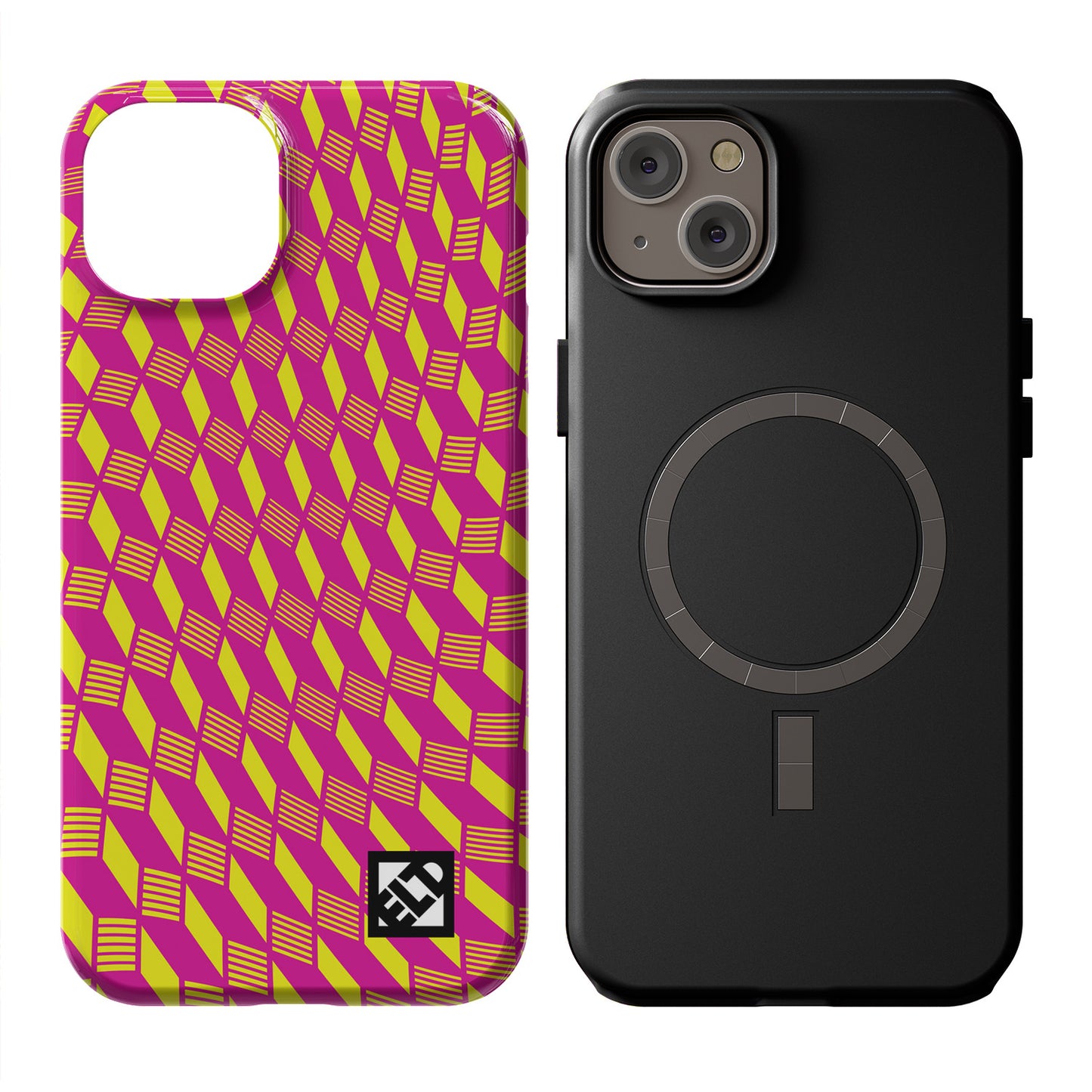 Geo Trip Magenta & Yellow iPhone 14 Series Phone Cases | ELD