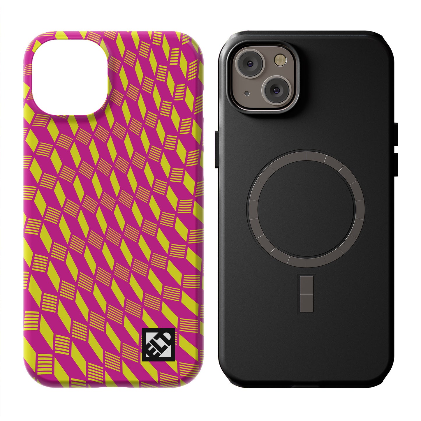 Geo Trip Magenta & Yellow iPhone 14 Series Phone Cases | ELD