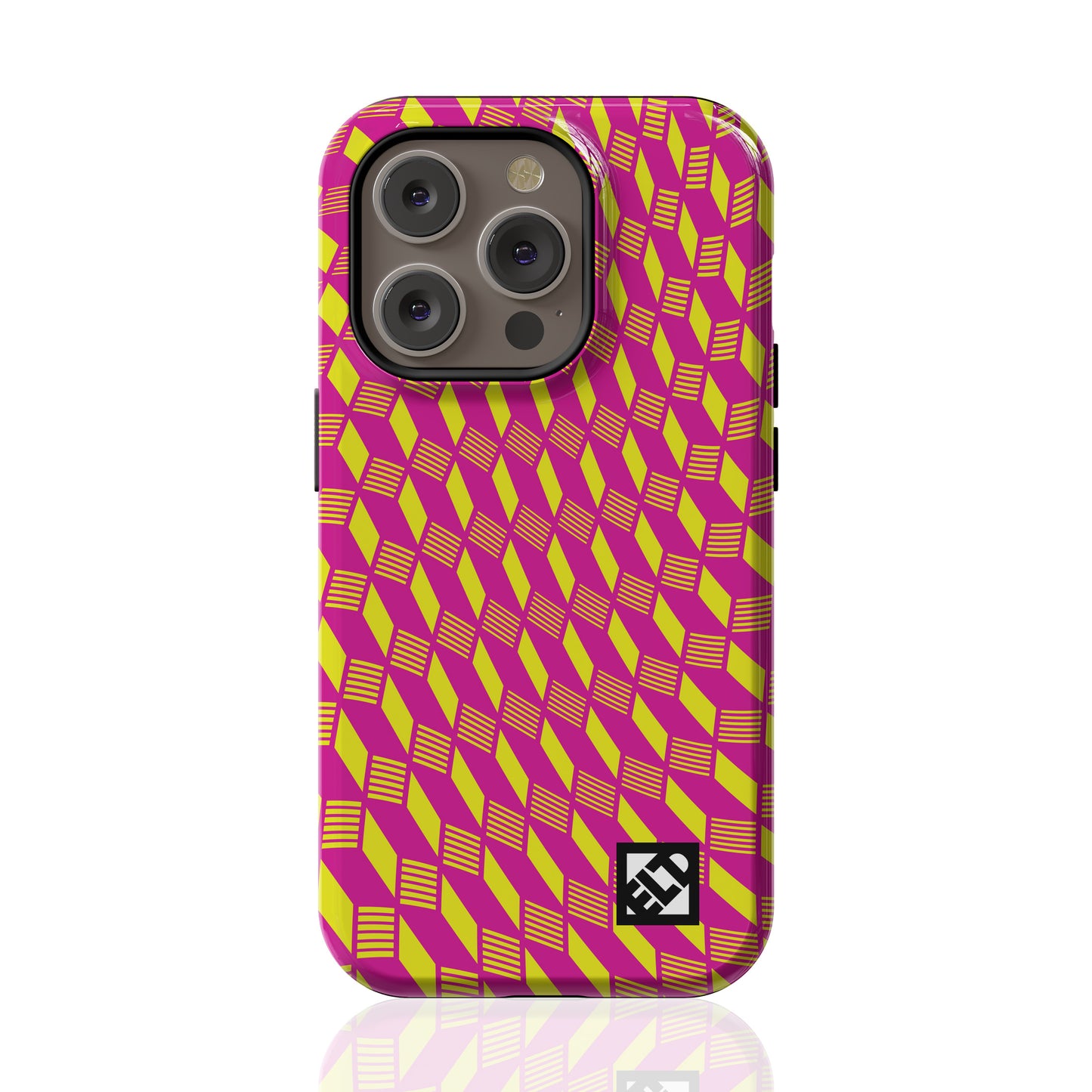 Geo Trip Magenta & Yellow iPhone 14 Series Phone Cases | ELD