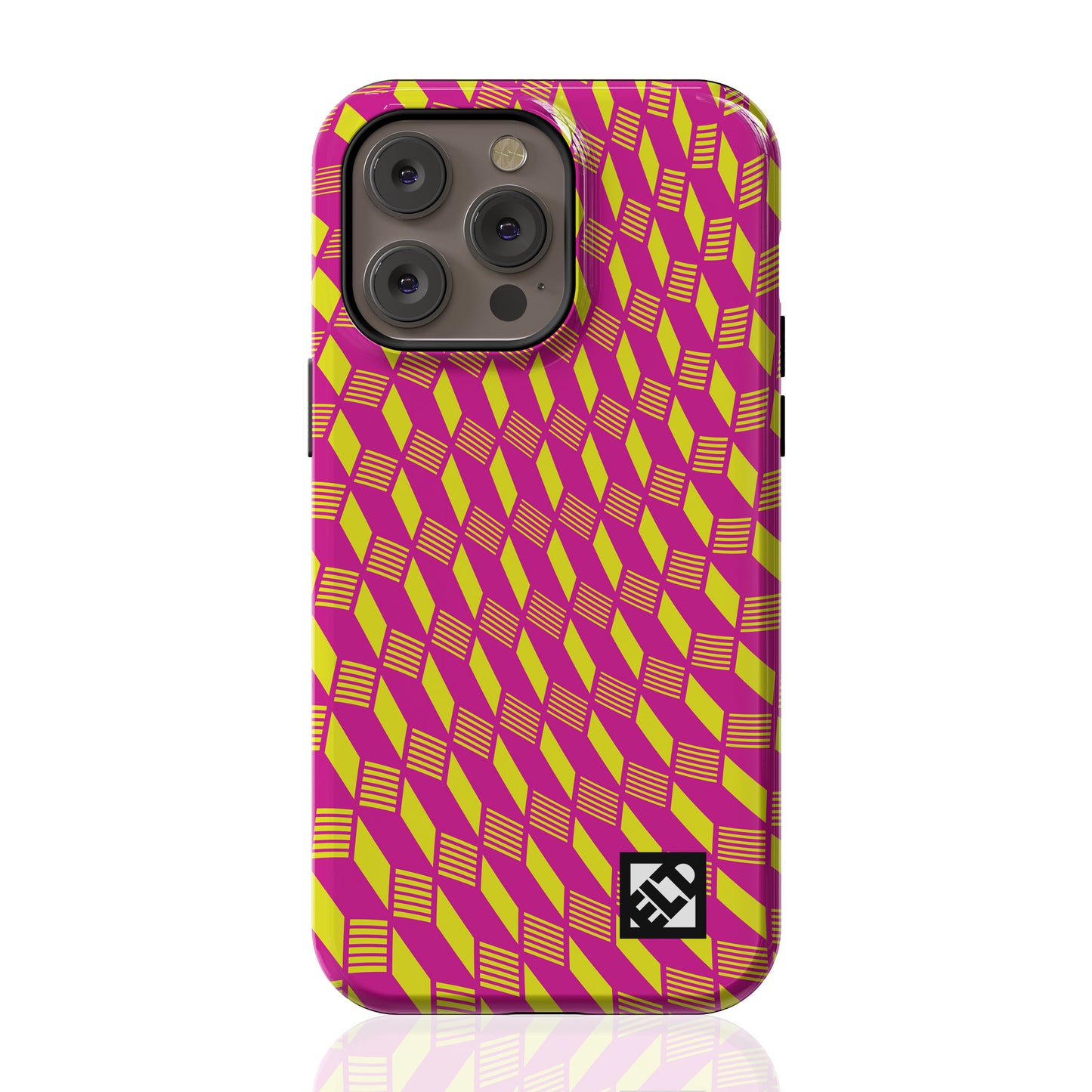 Geo Trip Magenta & Yellow iPhone 14 Series Phone Cases | ELD