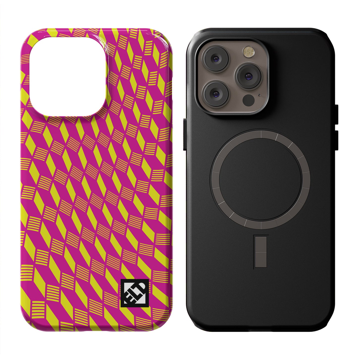 Geo Trip Magenta & Yellow iPhone 14 Series Phone Cases | ELD