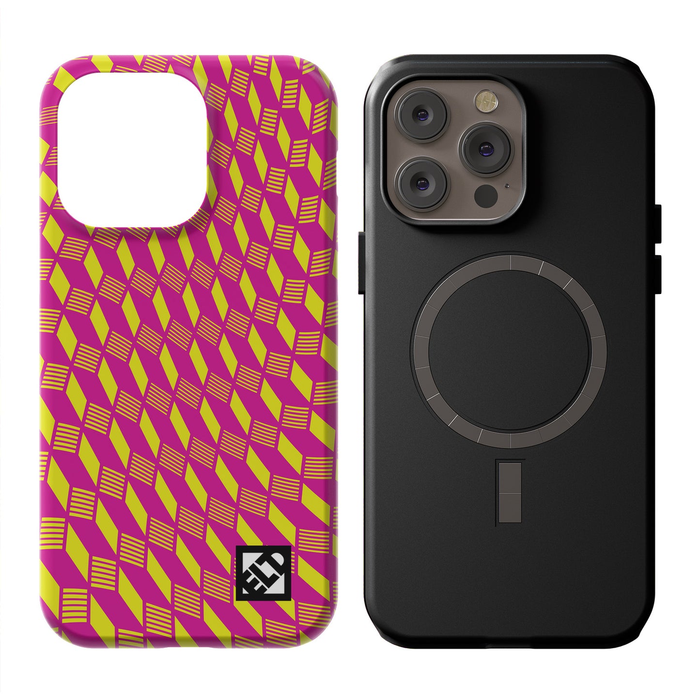 Geo Trip Magenta & Yellow iPhone 14 Series Phone Cases | ELD