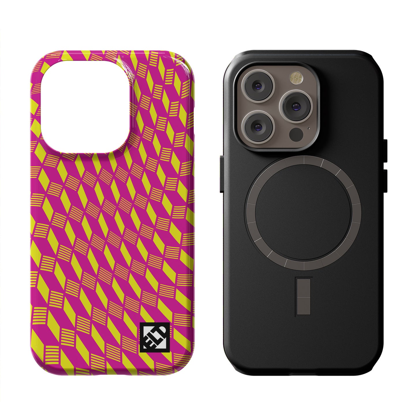 Geo Trip Magenta & Yellow iPhone 14 Series Phone Cases | ELD