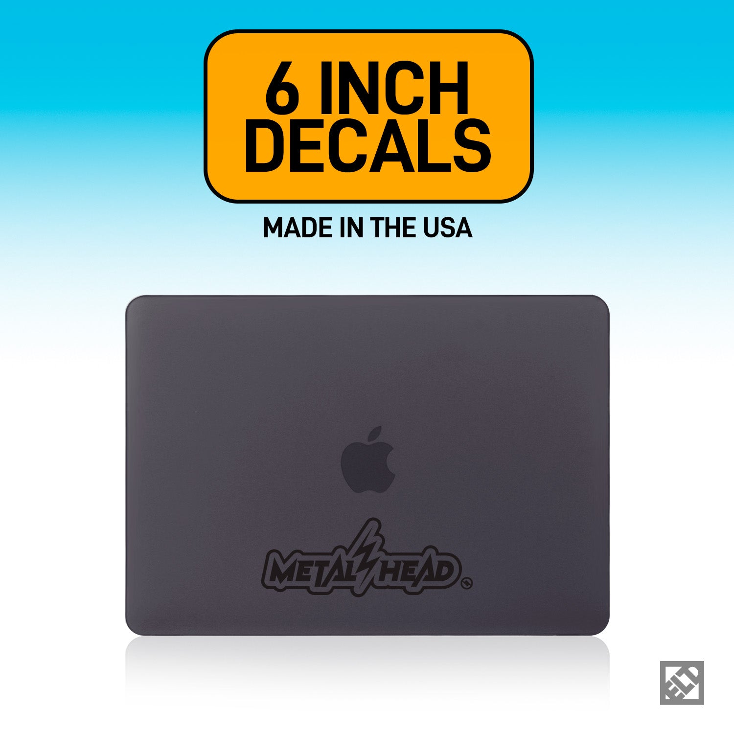 Black 6 inch, Metalhead Lightning  Bolt, vinyl decal on laptop.