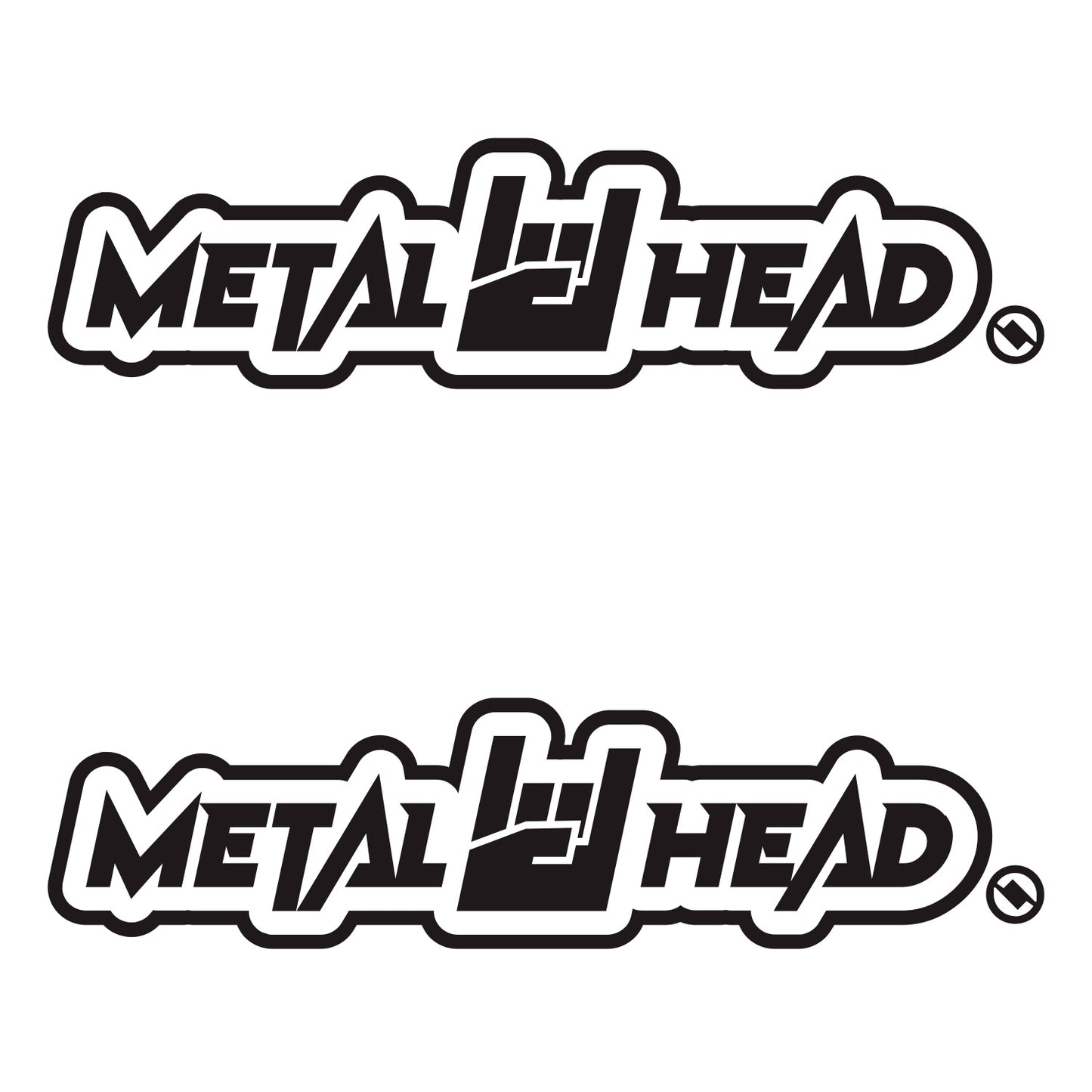 Black 6 inch, Metalhead Horns Hand, vinyl decal 2 pack bundle.