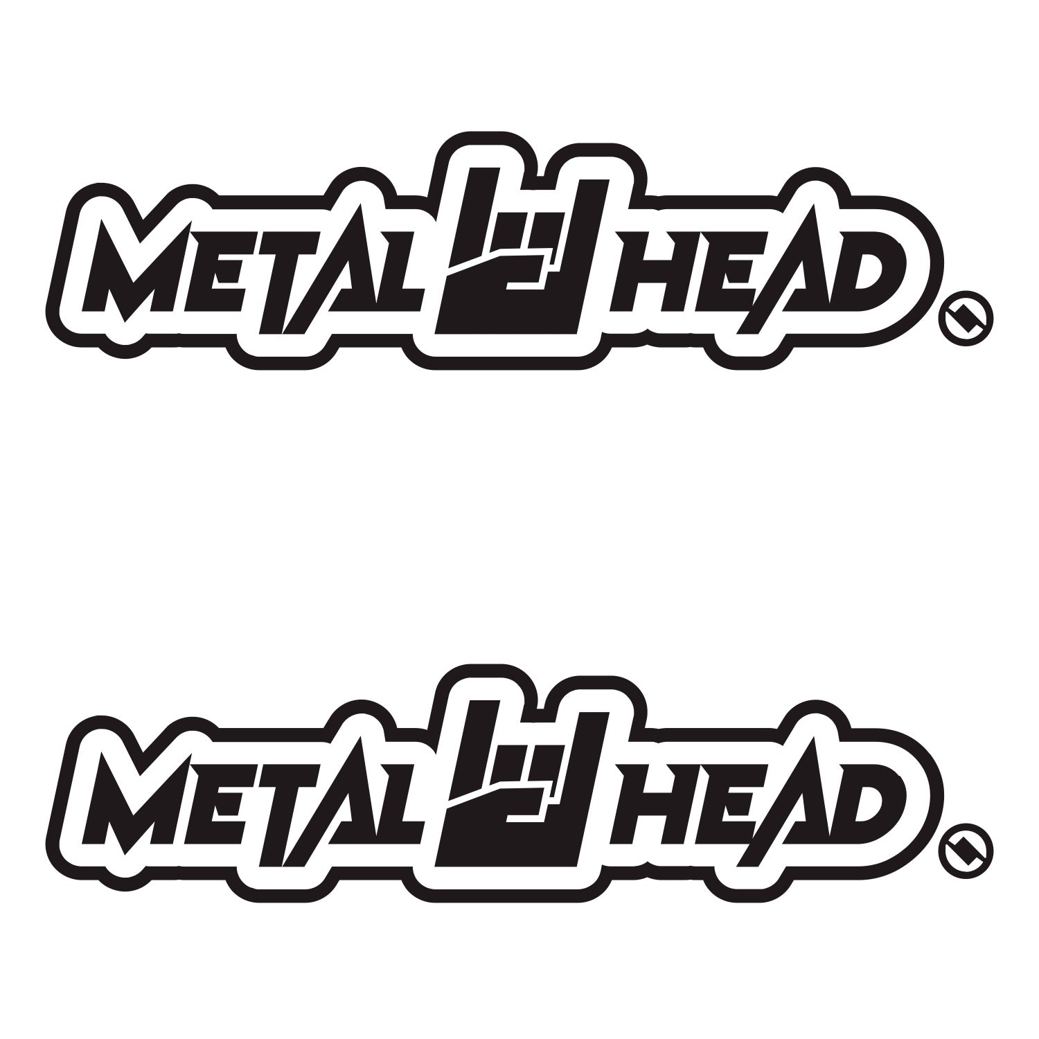 Black 6 inch, Metalhead Horns Hand, vinyl decal 2 pack bundle.