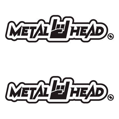 Black 6 inch, Metalhead Horns Hand, vinyl decal 2 pack bundle.