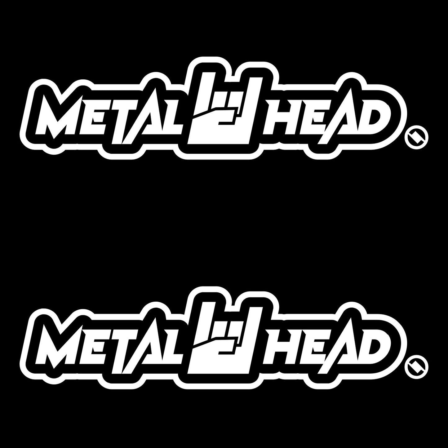 White 6 inch, Metalhead Horns Hand, vinyl decal 2 pack bundle.