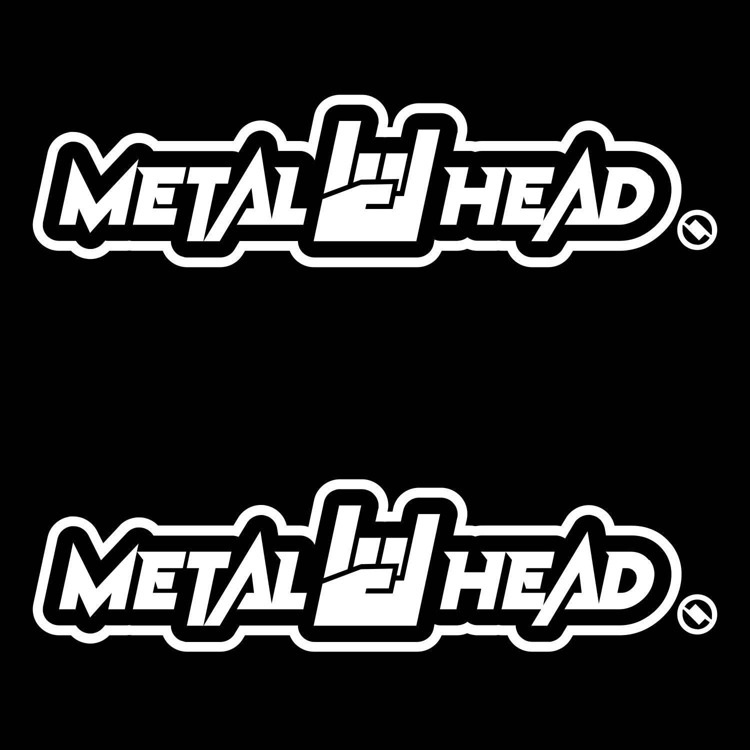 White 6 inch, Metalhead Horns Hand, vinyl decal 2 pack bundle.