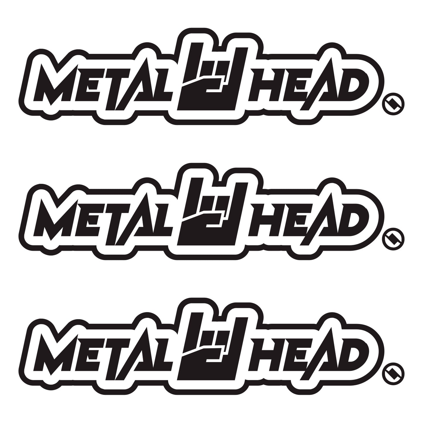 Black 6 inch, Metalhead Horns Hand, vinyl decal 3 pack bundle.