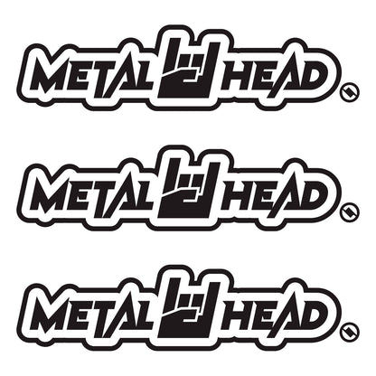 Black 6 inch, Metalhead Horns Hand, vinyl decal 3 pack bundle.