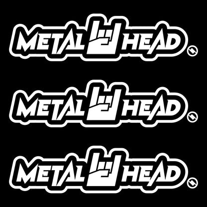 White 6 inch, Metalhead Horns Hand, vinyl decal 3 pack bundle.