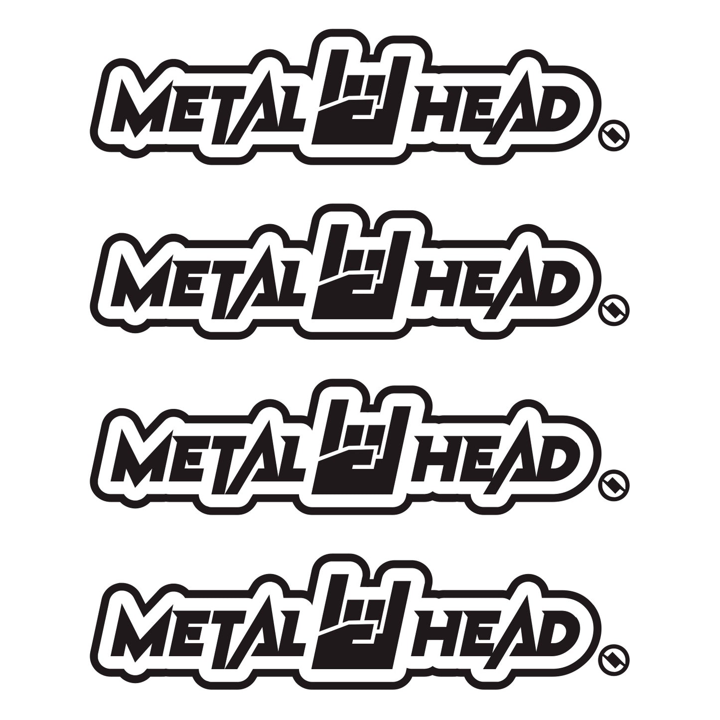 Black 6 inch, Metalhead Horns Hand, vinyl decal 4 pack bundle.