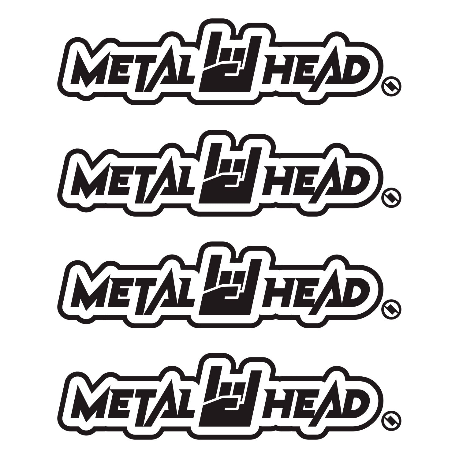 Black 6 inch, Metalhead Horns Hand, vinyl decal 4 pack bundle.
