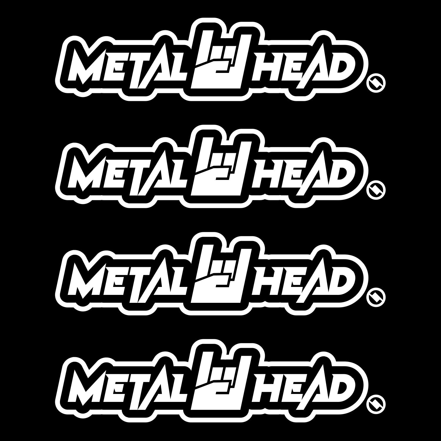 White 6 inch, Metalhead Horns Hand, vinyl decal 4 pack bundle.