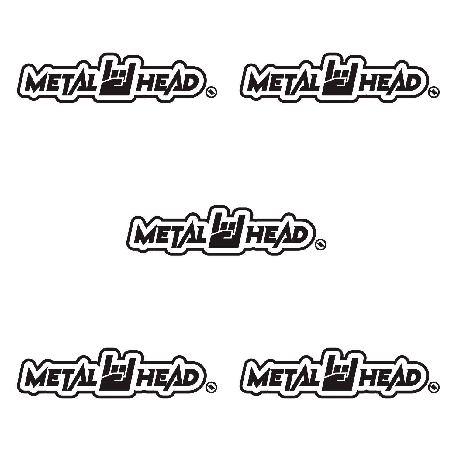 Black 6 inch, Metalhead Horns Hand, vinyl decal 5 pack bundle.