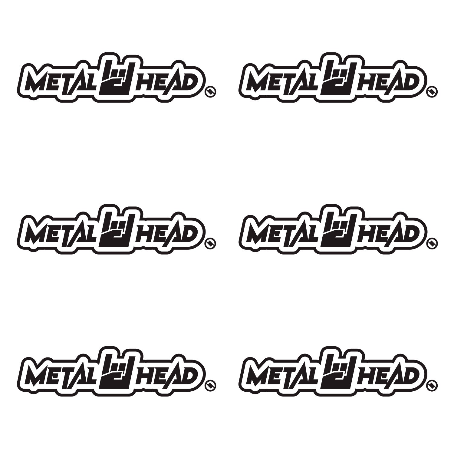 Black 6 inch, Metalhead Horns Hand, vinyl decal 6 pack bundle.