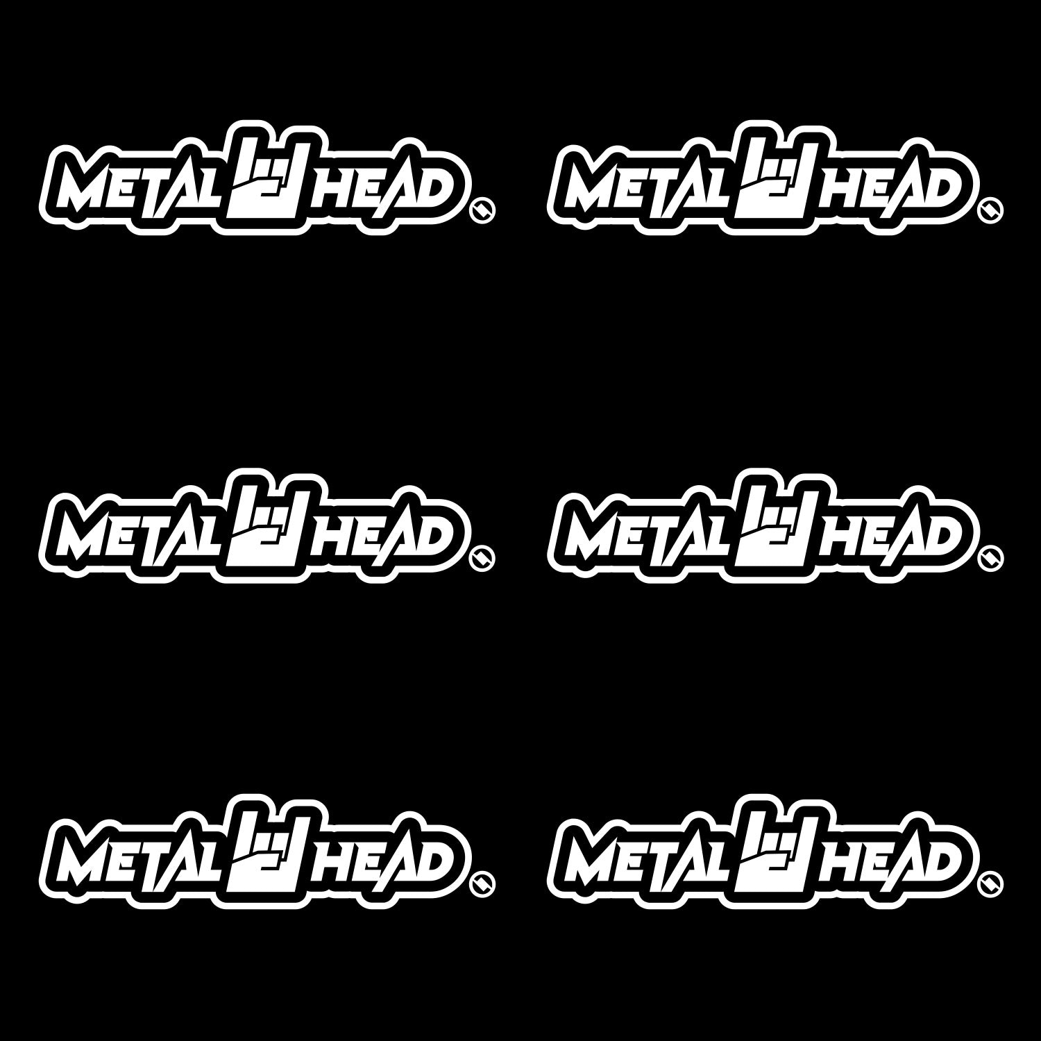 White 6 inch, Metalhead Horns Hand, vinyl decal 6 pack bundle.