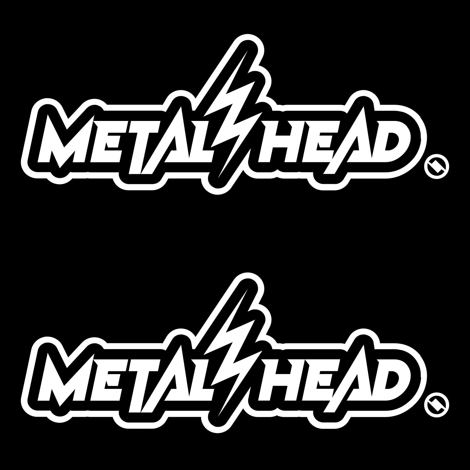 White 6 inch, Metalhead Lightning  Bolt, vinyl decal 2 pack bundle.