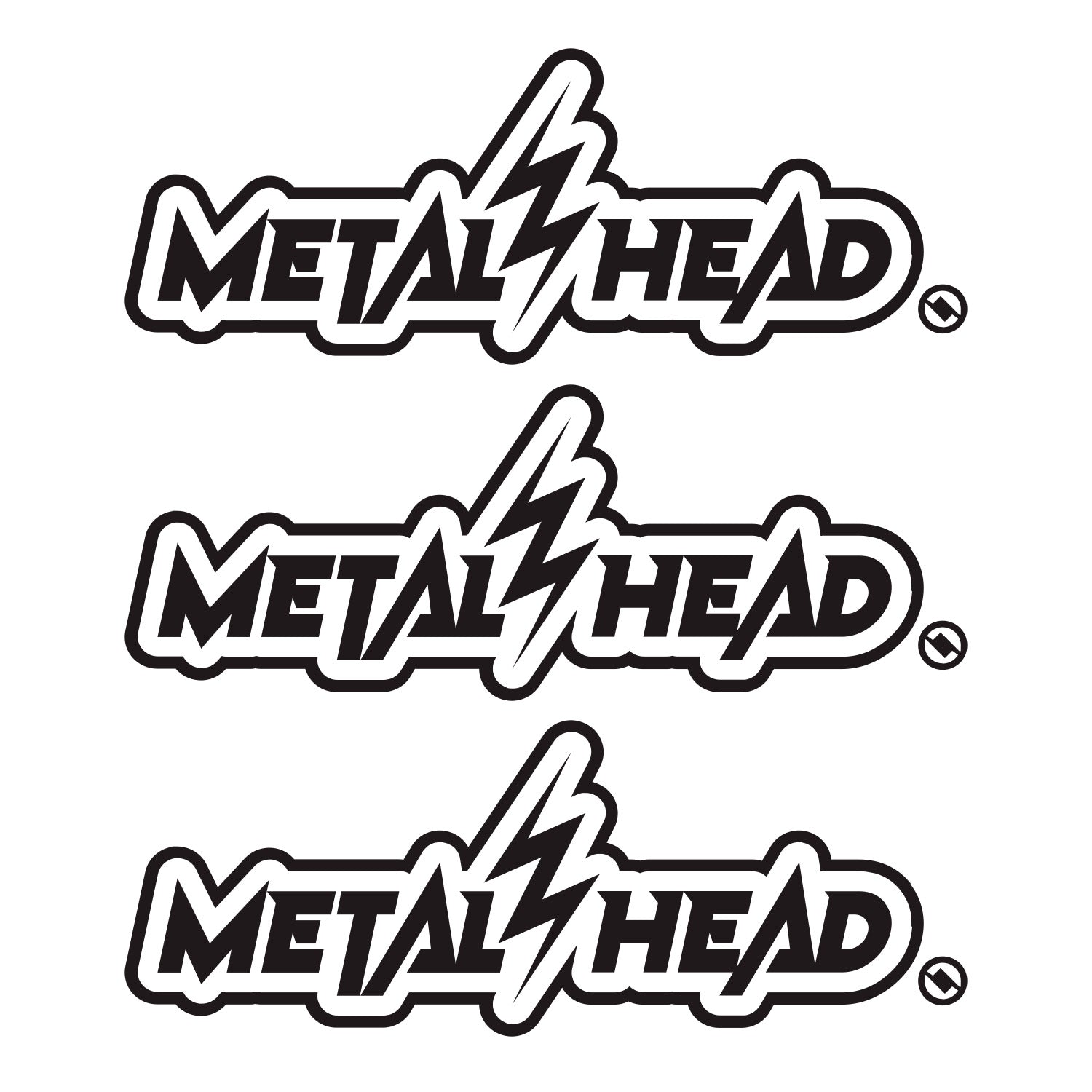 Black 6 inch, Metalhead Lightning  Bolt, vinyl decal 3 pack bundle.