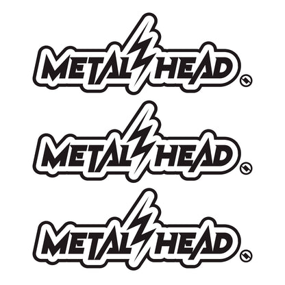 Black 6 inch, Metalhead Lightning  Bolt, vinyl decal 3 pack bundle.